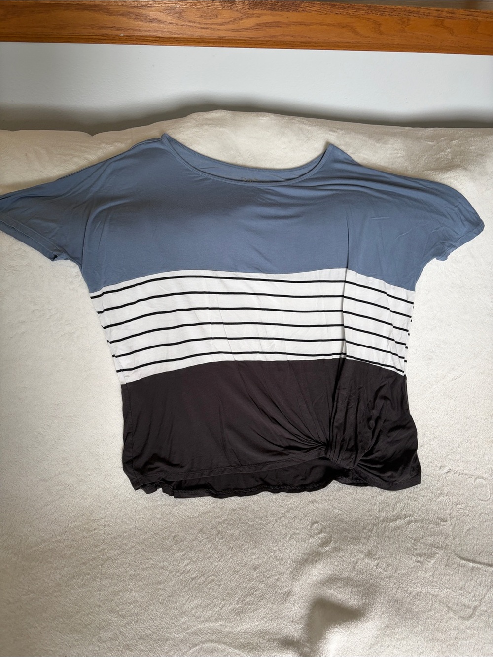 Maurices Blue, White & Black Short-Sleeve Striped Knit Top
